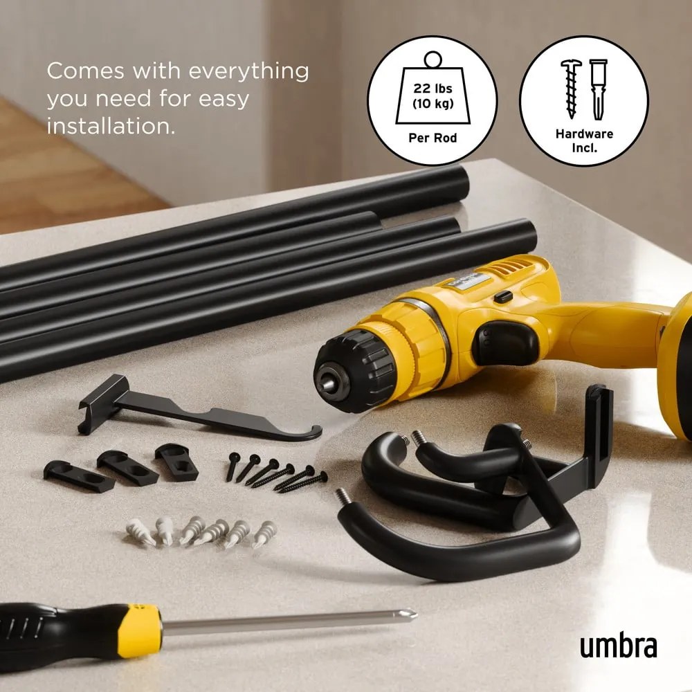 Oceľová roztiahnuteľná dvojitá garniža 76 - 213 cm Twilight – Umbra