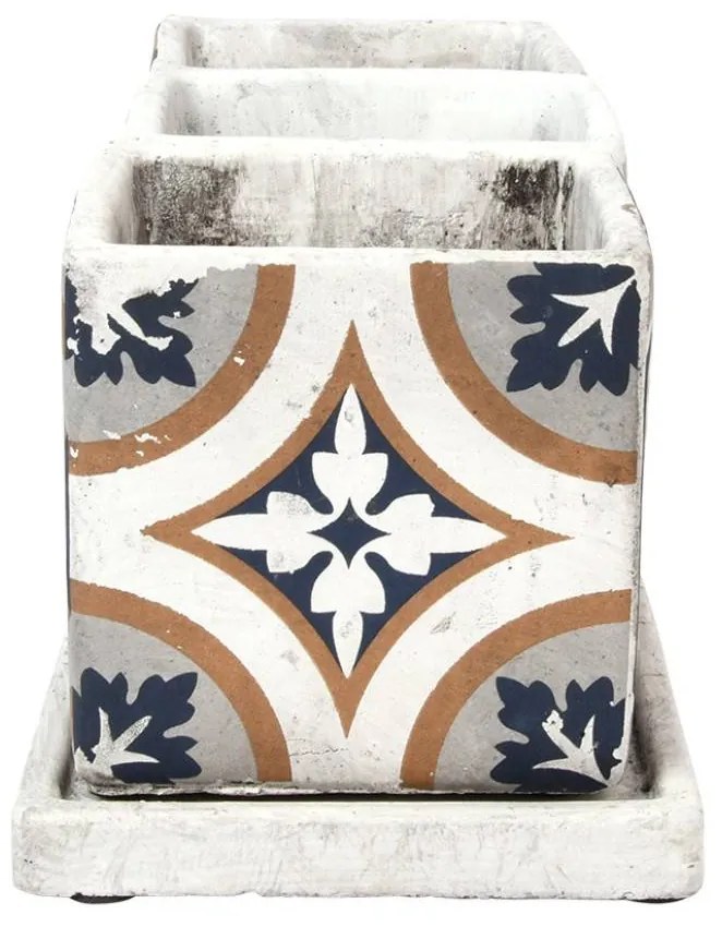 BETÓNOVÝ KVETINÁČ S MISKOU AZULEJOS SADA 3KS 12,5X36X13 CM VIACFAREBNÁ