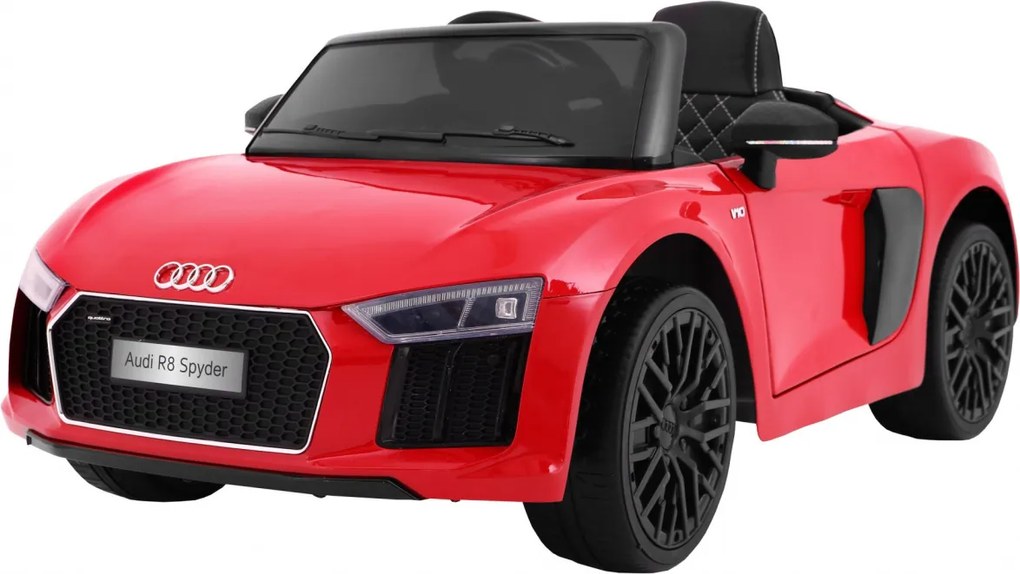 Ramiz Audi R8 Spyder batéria červená + diaľkové ovládanie + EVA + pomalý štart + rádio MP3 + LED