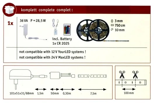 Paulmann 78979 - LED RGB/26W Stmievateľný pásik SIMPLED 7,5m 230V + DO