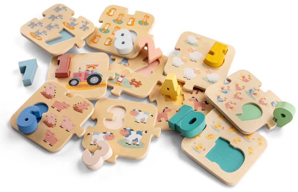 Puzzle - Učíme sa číslice - farma