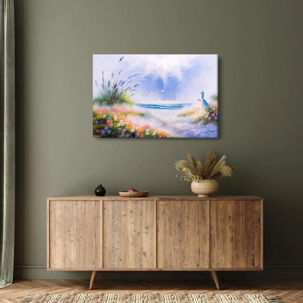 Obraz - Romantická pláž, olejomaľba (90x60 cm)