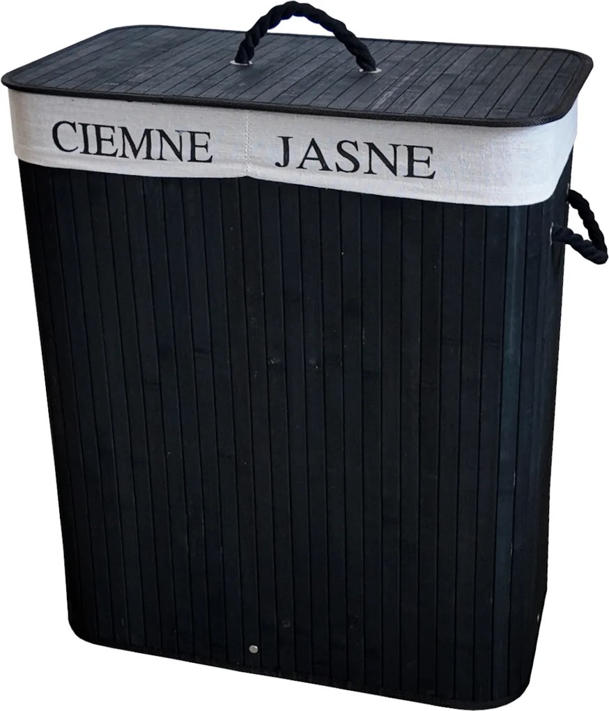 TRENDIE Bambusový kôš na prádlo 100l čierny + DARČEK