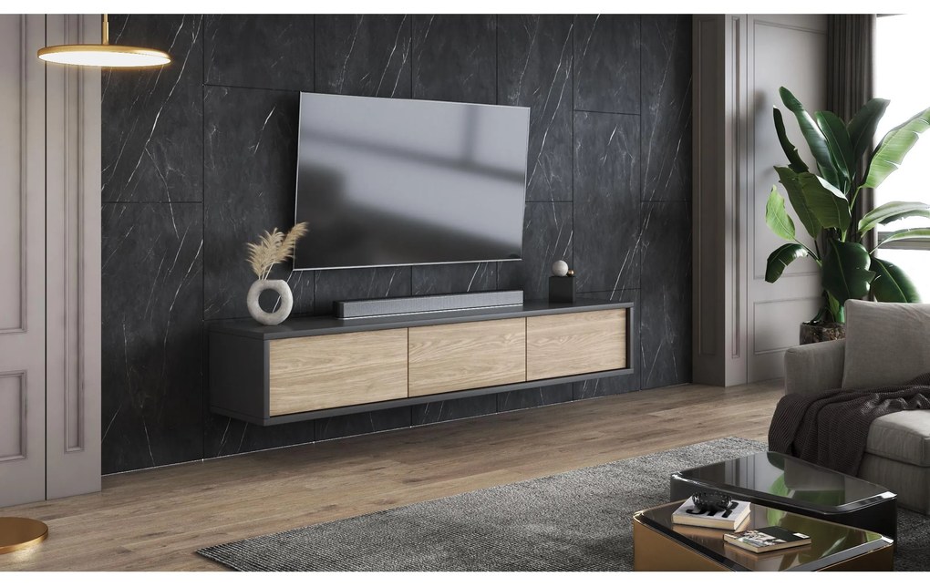 TV stolík Fiora 38 (antracit + dub olejovaný). Akcia -20%. Vlastná spoľahlivá doprava až k Vám domov. 1066461