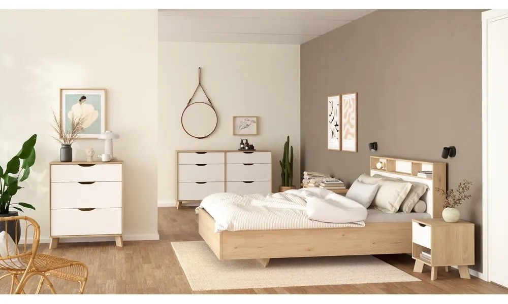 Biely/v prírodnej farbe nočný stolík Ikast – Tvilum