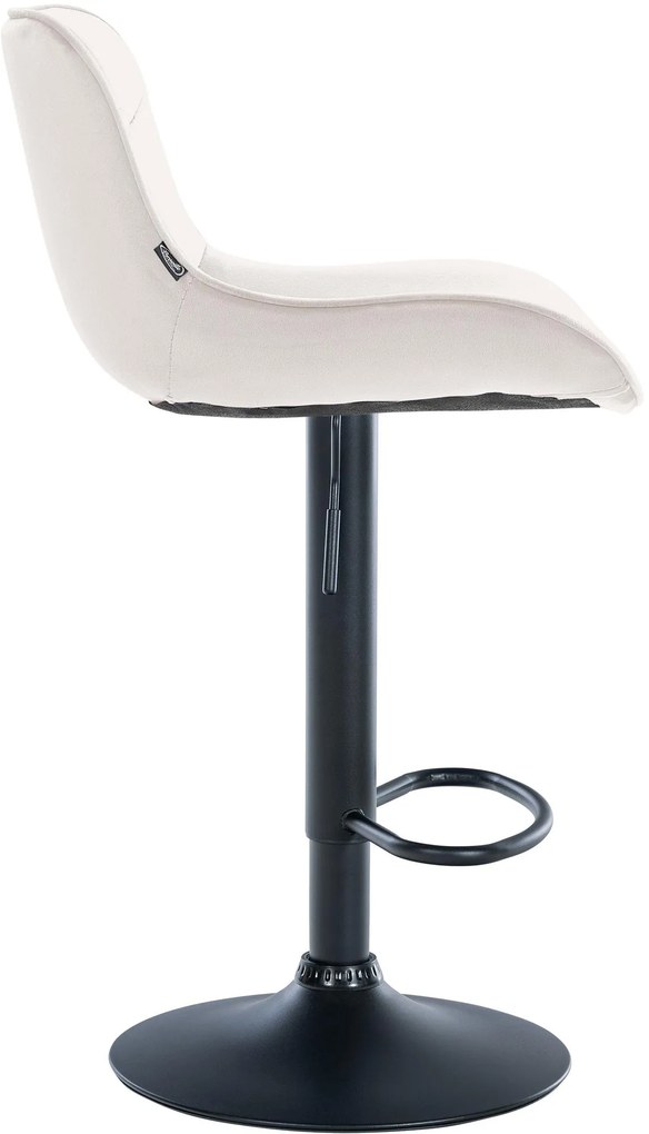 Design-Shop 2x Barová stolička Vonore - zamat, čierny rám - Krémová