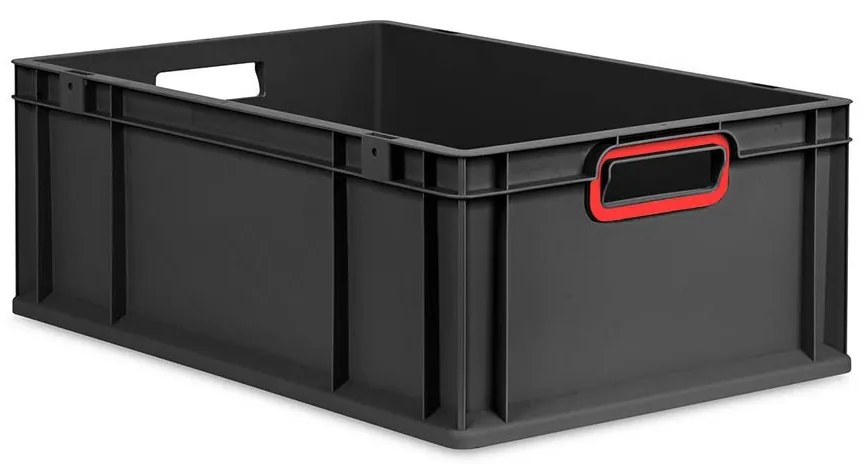Sada 4 kusov - Eurobox Next Gen 2.0 Cycle - Stohovateľný kontajner s otvorenými rukoväťami - Červený - 600 x 400 x 220 mm - Antracit