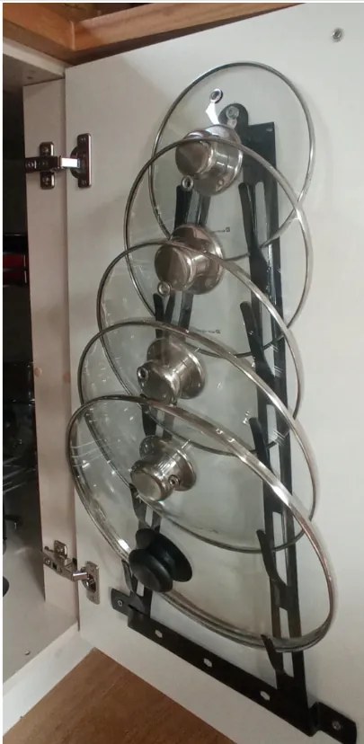 Organizér na pokličky, 5 pokliček s háčky, černý XXL - 57x31cm