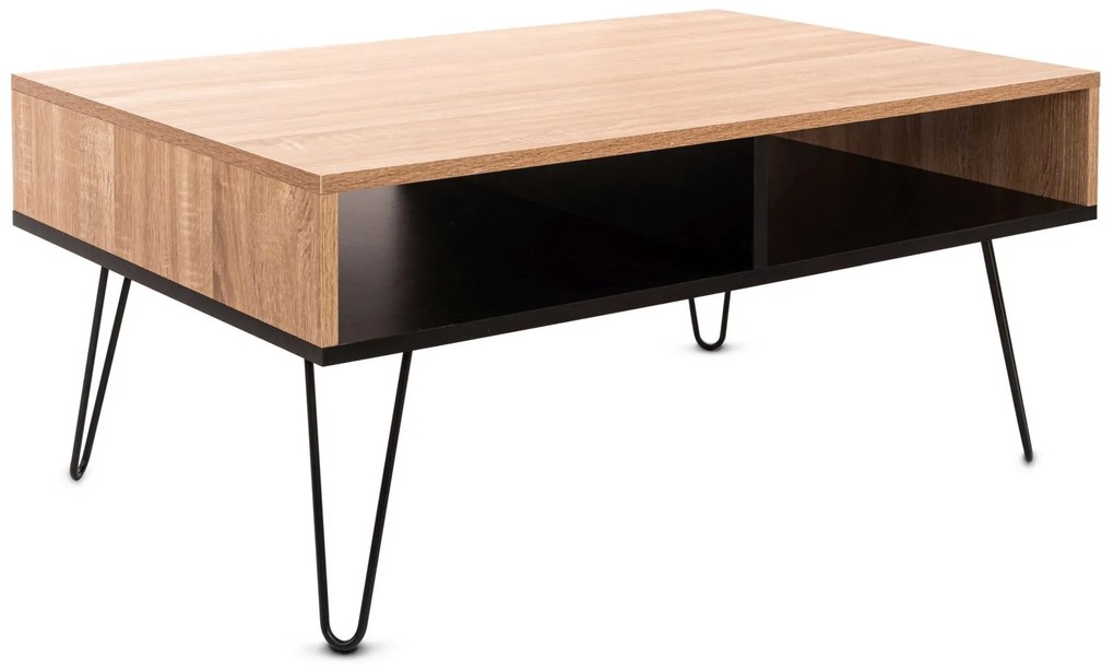Tutumi, obdĺžnikový konferenčný stolík 90x60x40 cm R20FFTCFT001, čierna-dub sonoma, KRZ-07000