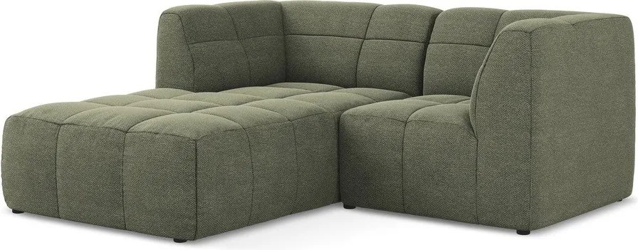 Zelená rohová pohovka z textílie buklé (ľavý roh/s leňoškou) Aloha – Makamii