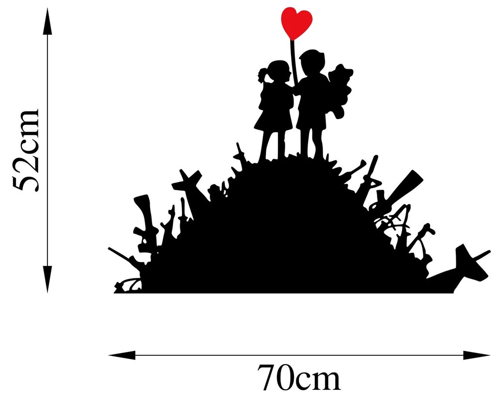 Nástenná kovová dekorácia Banksy 1 čierna/červená