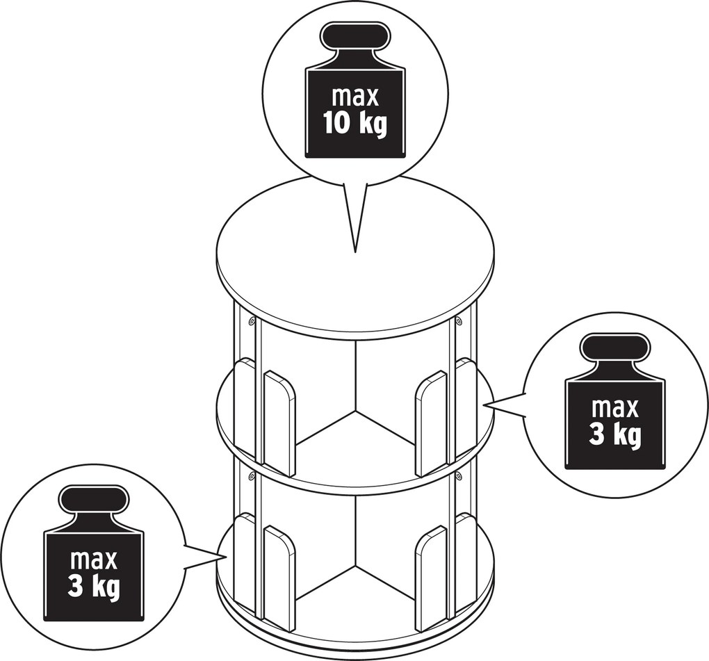 Otočná polica na knihy s 2 úrovňami