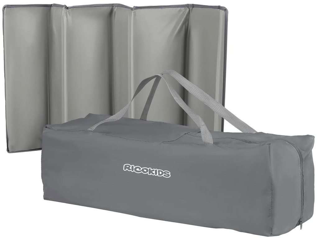 Ricokids Cestovná postieľka + matrac + taška125 x 65 x 78 cm RK-240 svetlosivá