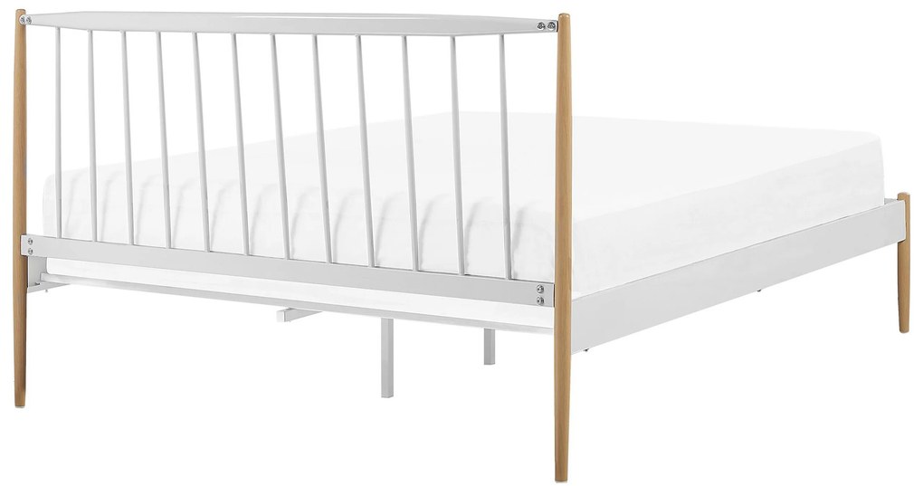 Kovová posteľ 140 x 200 cm bielo hnedá MAURS Beliani