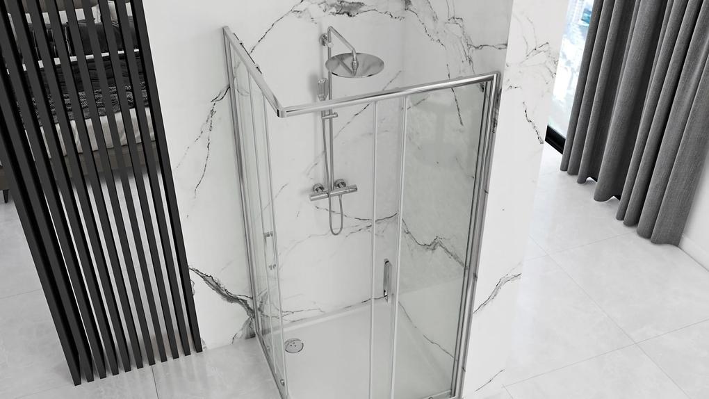 Rea Punto, sprchovací kút 100x80x190 cm, 5mm číre sklo, chrómový profil + čierna sprchová vanička Savoy, KPL-K1010