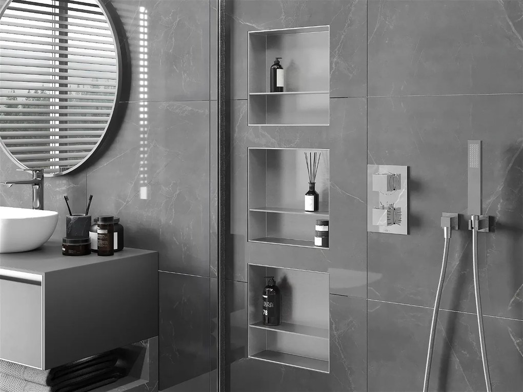 Zápustná polica pod omietku Mexen X-Wall-NR 30x30 cm - inox, 1911303010S