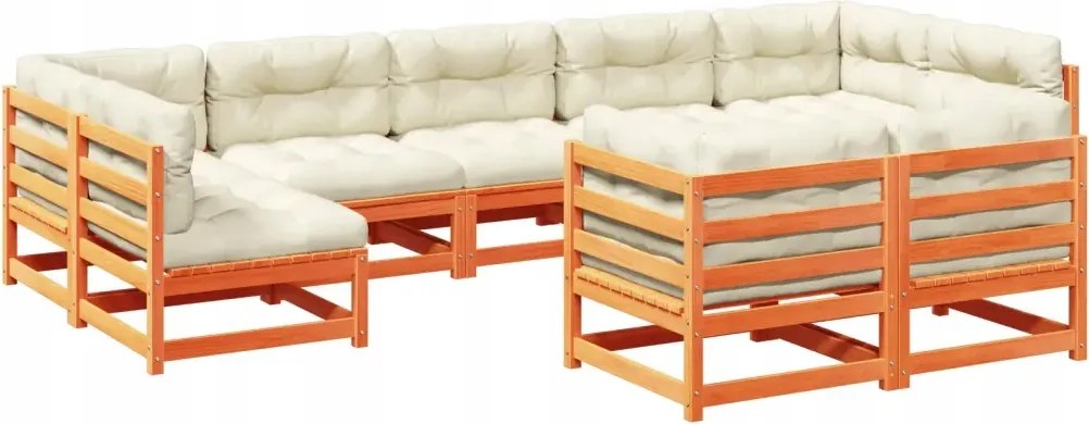 vidaXL 9-dielna sedacia súprava do záhrady s vankúšmi, voskovo hnedá