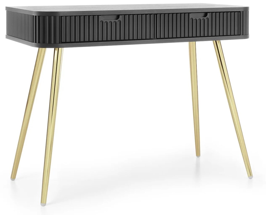 Toaletný stolík Zova 103 cm čierny/zlatý