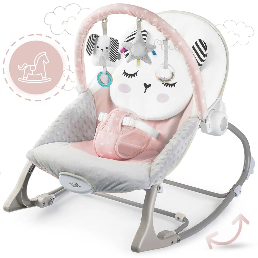 Hojdacie lehátko Nukido s vibráciou – ružové