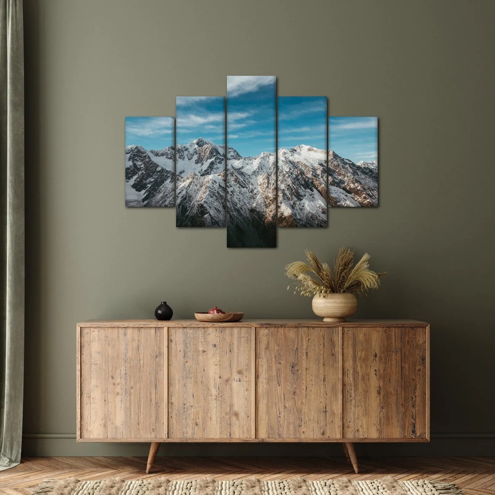 Obraz zasnežených vrcholkov, Fiordland (150x105 cm)