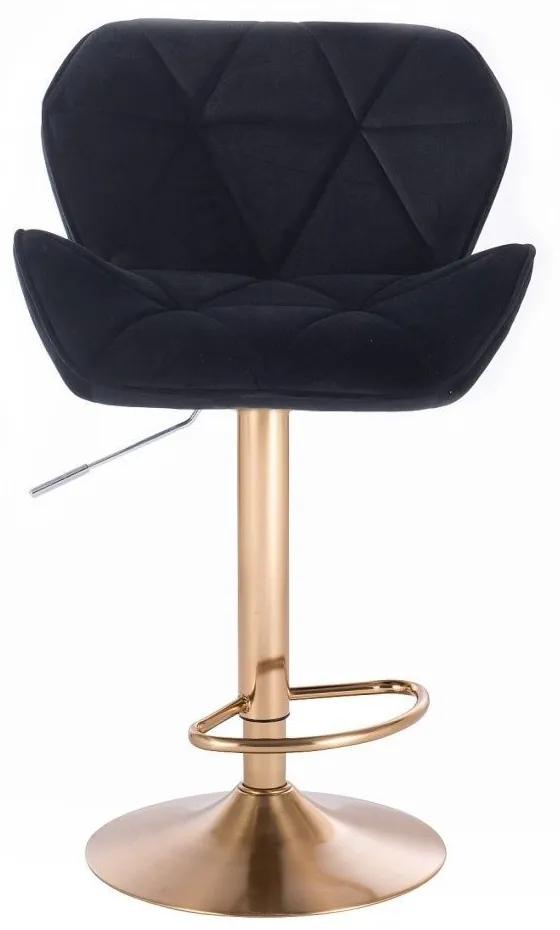 LuxuryForm Barová stolička MILANO VELUR na zlatom tanieri - čierna