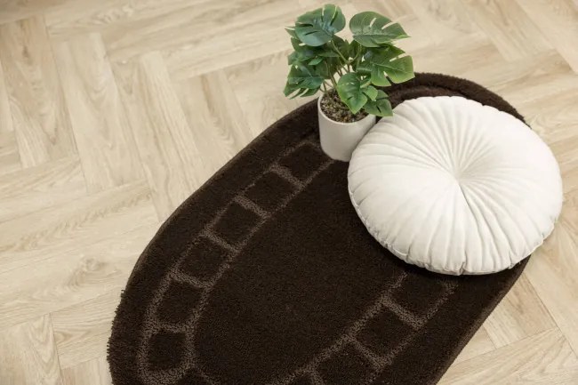 Kúpeľňový koberček Ocean hnedý ovál