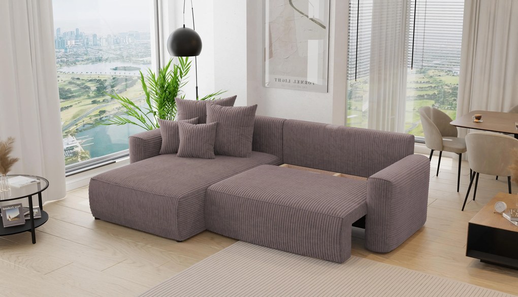 Rohová sedačka Baria (L) (tmavohnedá). Akcia -20%. Vlastná spoľahlivá doprava až k Vám domov. 1133083