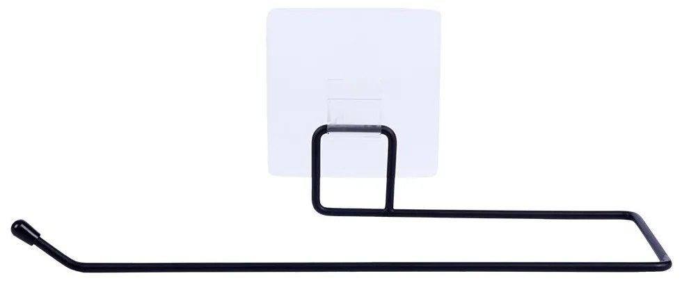 VILDE Držiak na kuchynské utierky, kovový čierny, samolepiaci