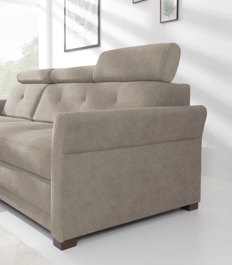 Rohová sedacia súprava Harris, hnedo-béžová taupe látka, ľavý roh