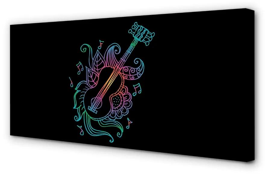 Obraz canvas poznámky farebné gitary 100x50 cm