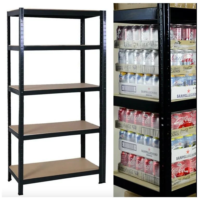 Fistar Interiérový Regál 1800x900x450 mm lakovaný 5-policový, nosnosť 875 kg - ČIERNY