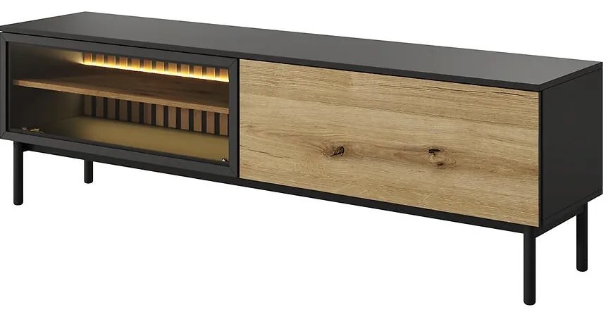 TV stolík Lang RTV F 180 2d Led čierna/dub Evoke