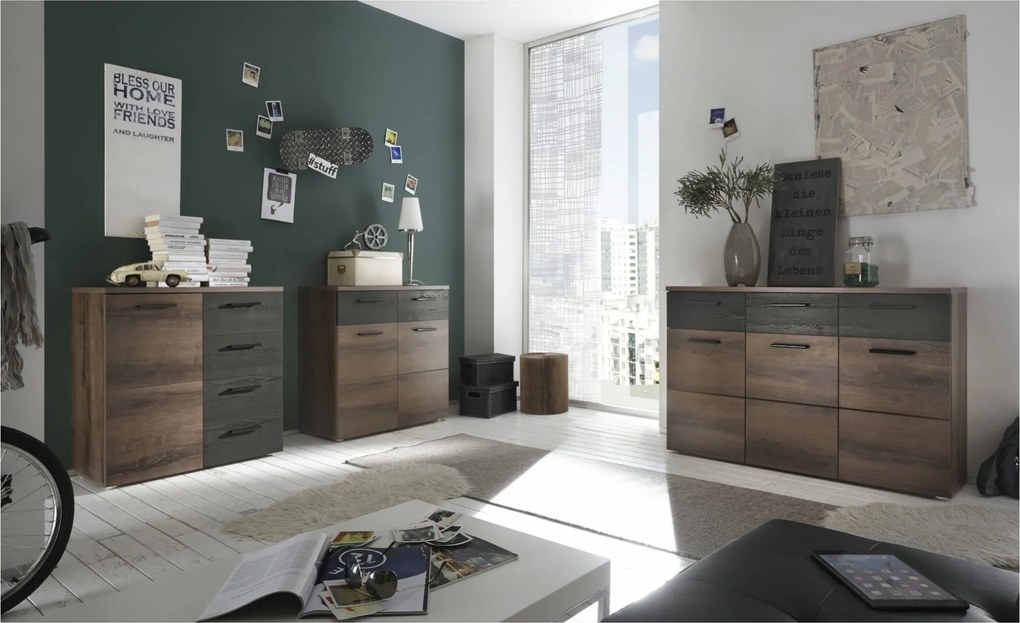 Sconto Komoda MANGO dub tmavý/dub čierny