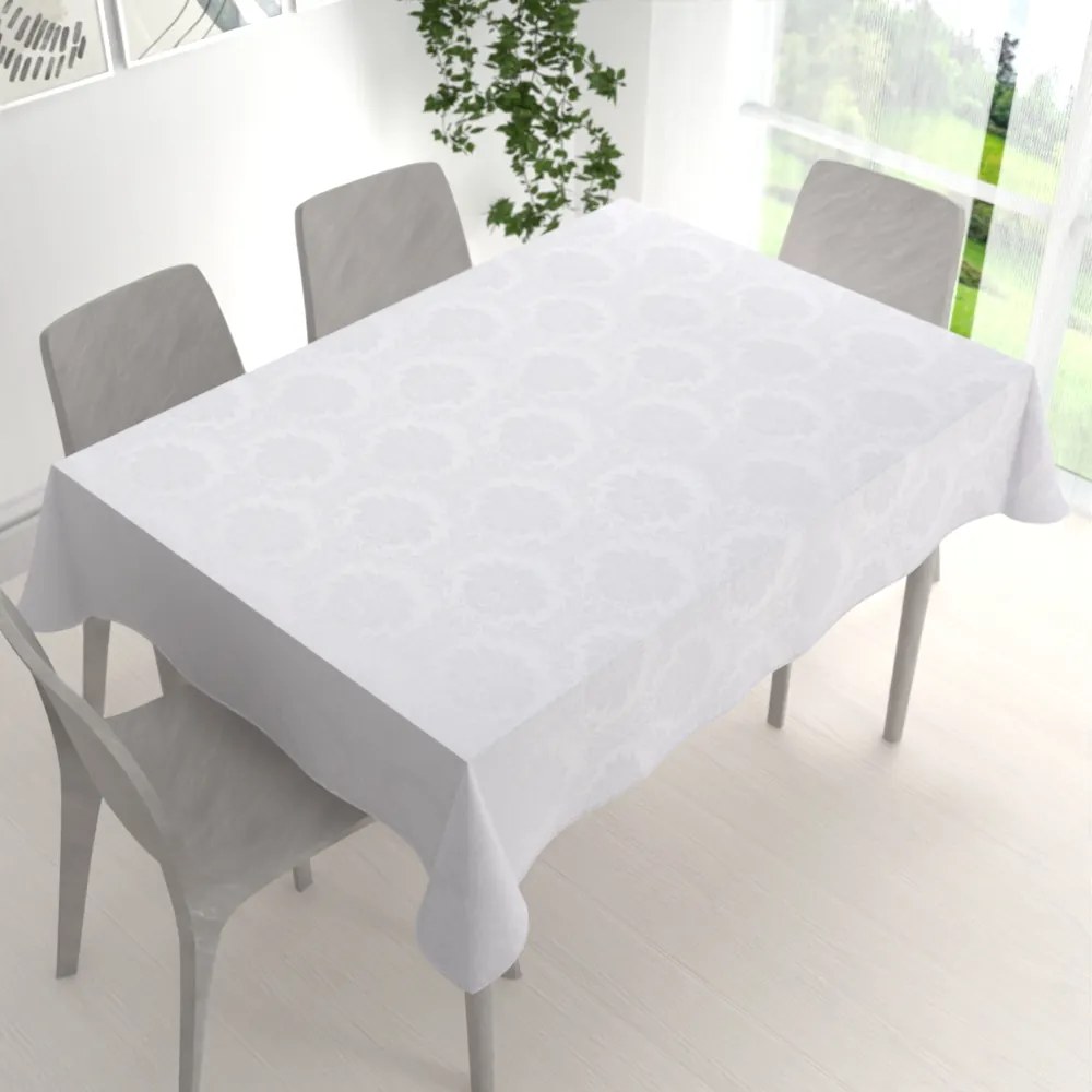 Biante Veľký dekoračný obdĺžnikový obrus Monako PM-122 Zámocký vzor biely 180x240 cm