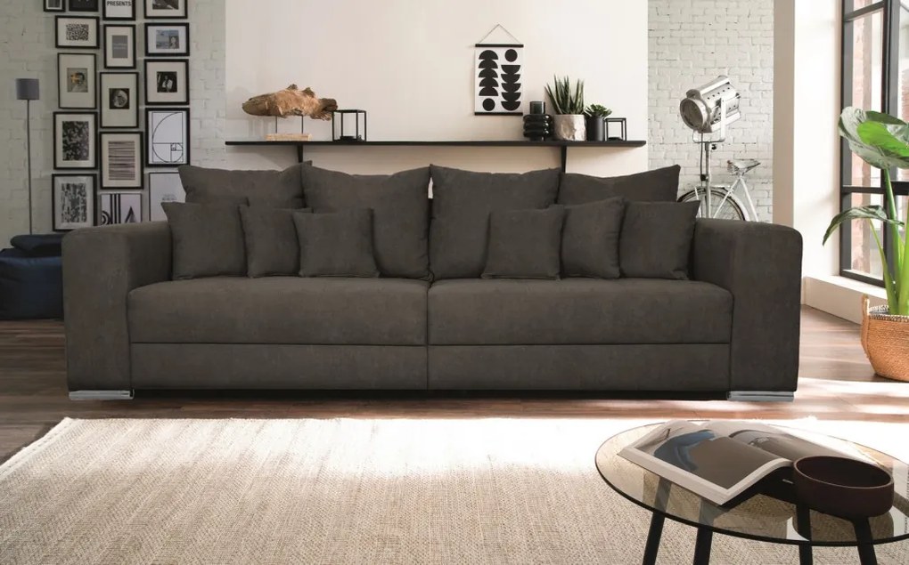 Široká pohovka Rosa, hnedá látka