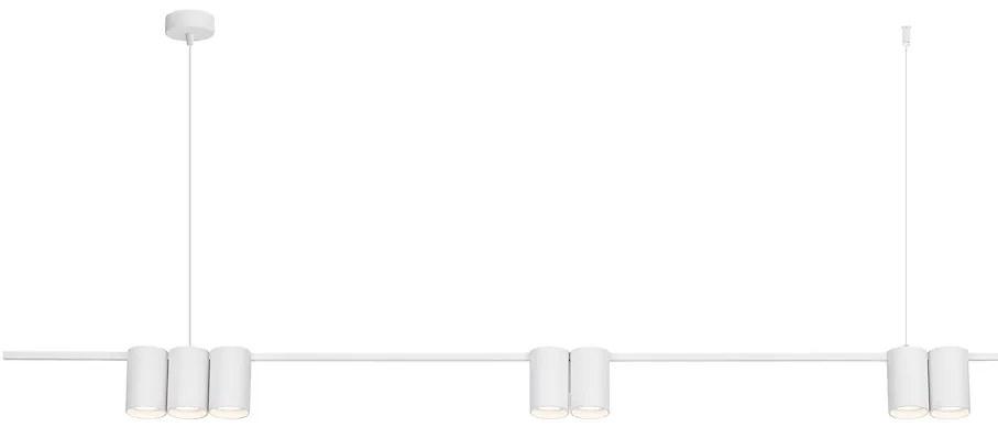 Závesné svietidlo Genesis, 7x biele kovové tienidlo