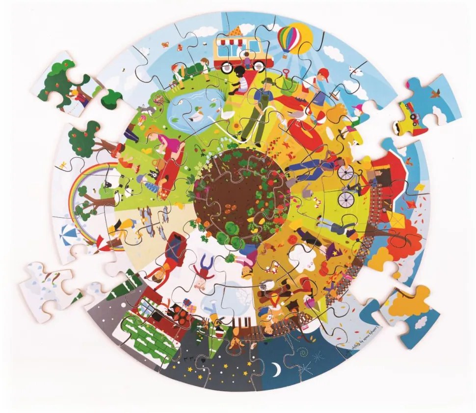 Bigjigs Toys Okrúhle podlahové puzzle Štyri ročné obdobia 50 dielikov
