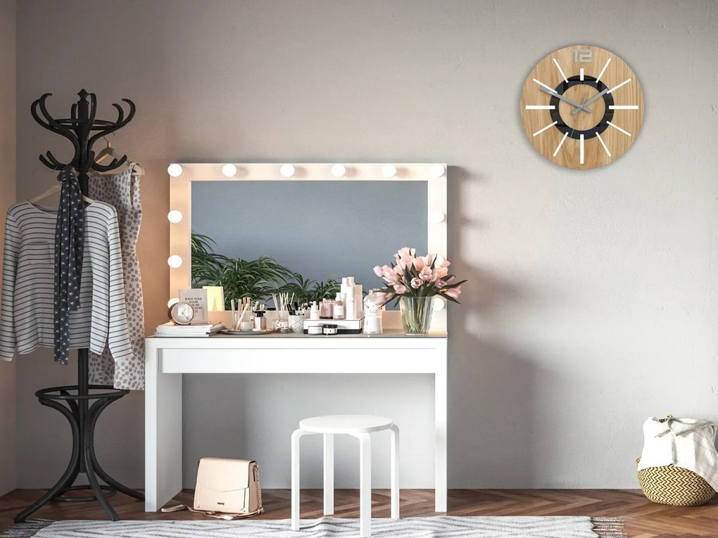 Drevené nástenné hodiny Nordic 33 cm dub prírodný/biely