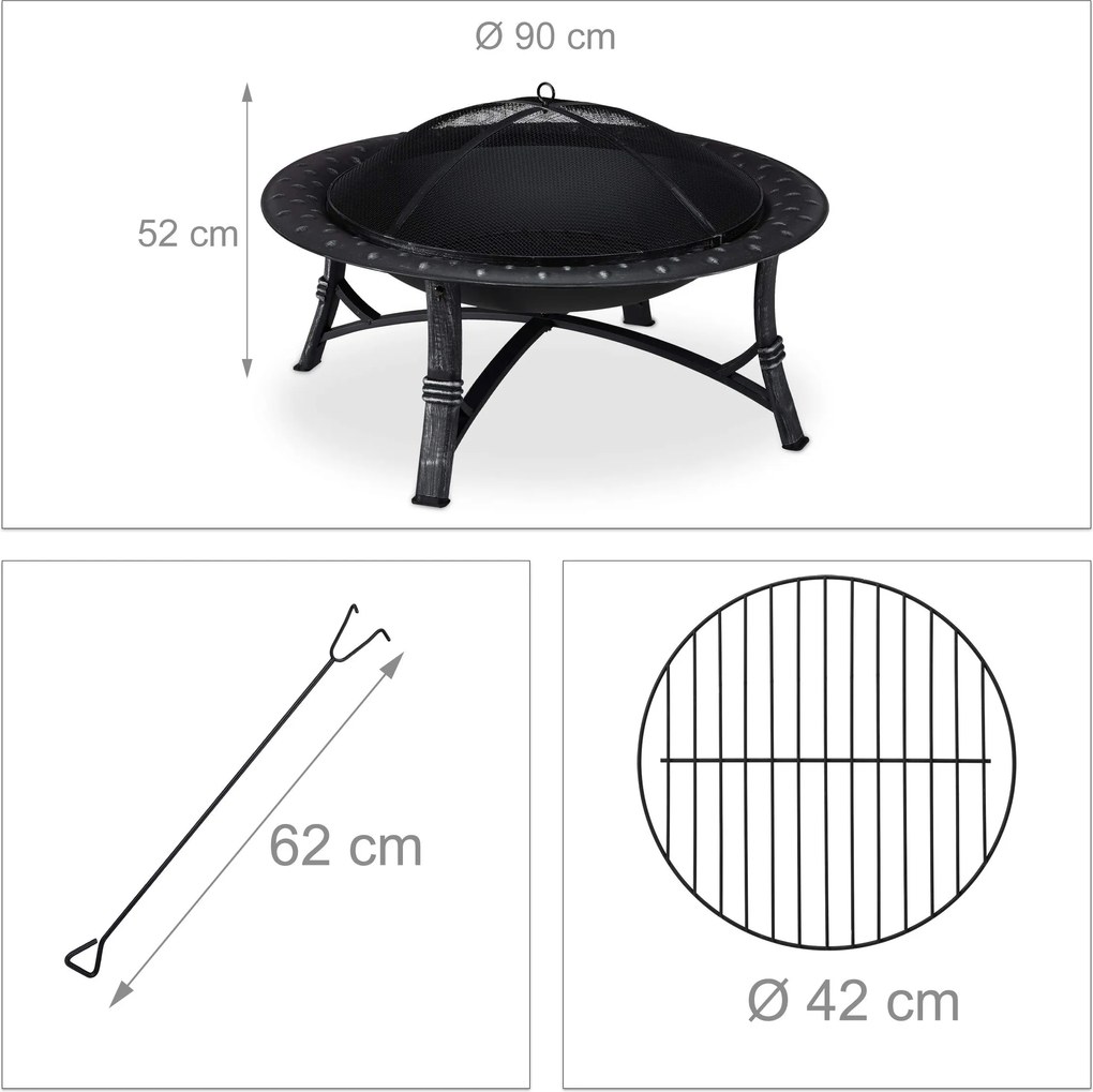 Kovové prenosné ohnisko FIREBOWL ∅ 90 cm, čierne