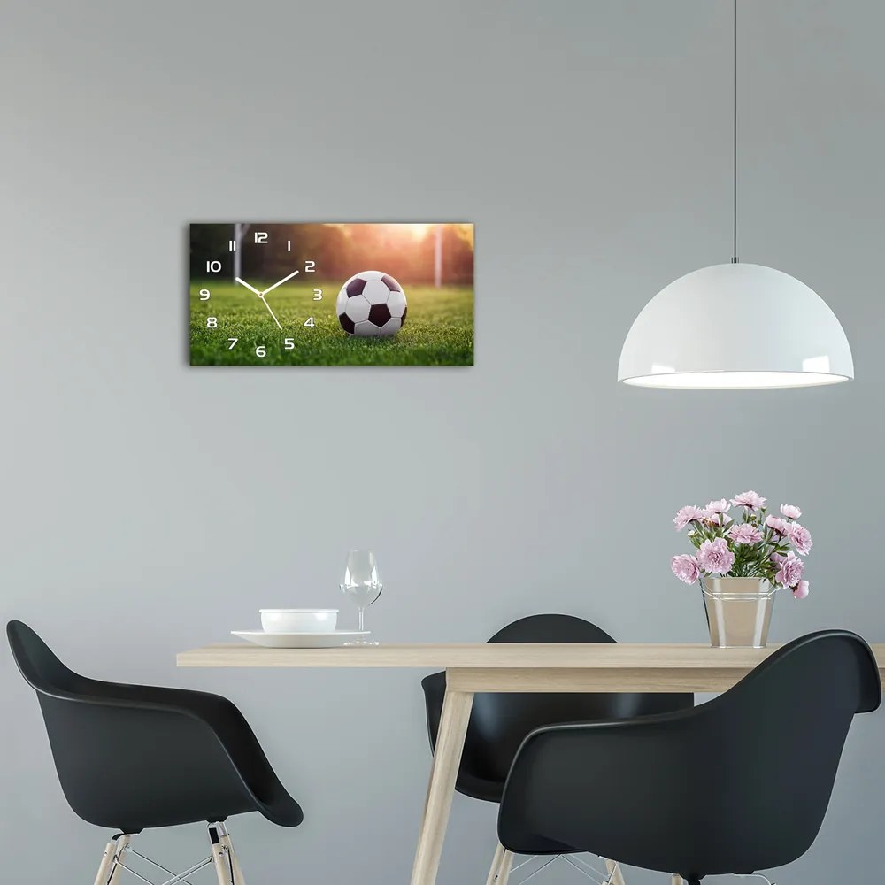 Moderné sklenené hodiny na stenu Futbal pl_zsp_60x30_f_110116373
