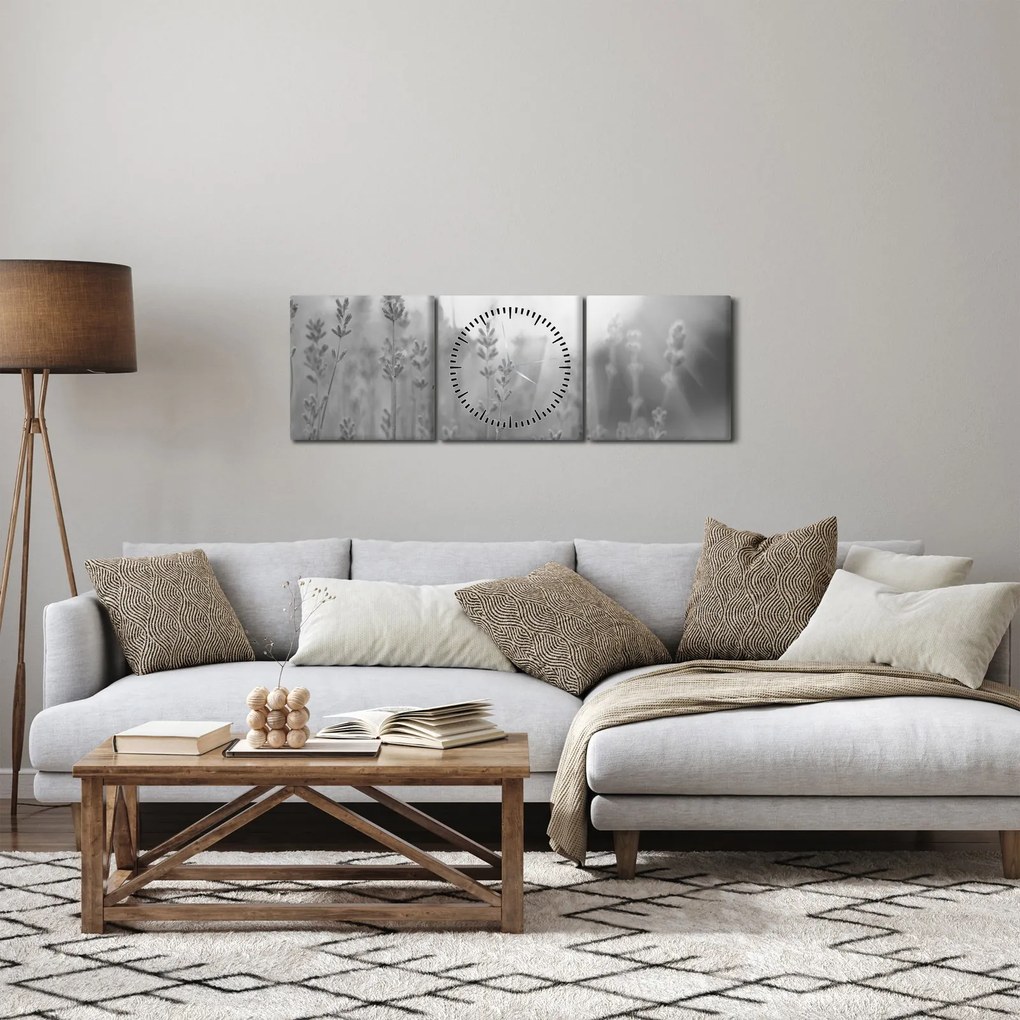 Obraz - Levanduľa (s hodinami) (90x30 cm)