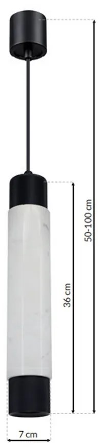Závesné svietidlo Marble, 1x mramorové/čierne kovové tienidlo, w