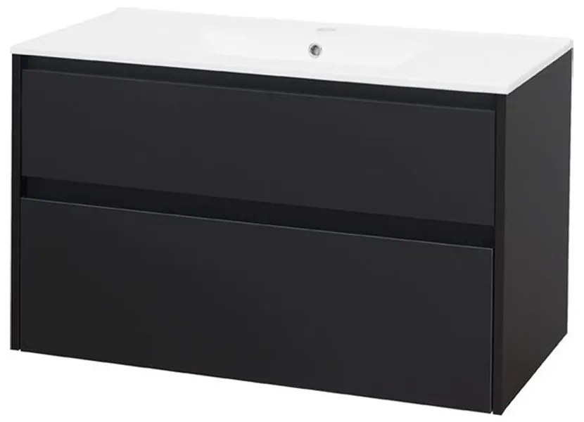 Mereo Mereo, Opto, kúpeľňová skrinka s keramickým umývadlom 101 cm, biela, dub, biela/dub, čierna, MER-CN942