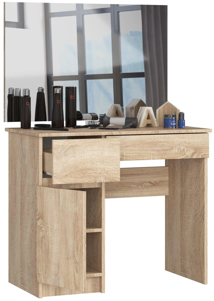 Toaletný stolík Parijat (dub sonoma) (so zrkadlom) (L). Akcia -19%. Vlastná spoľahlivá doprava až k Vám domov. 1128840