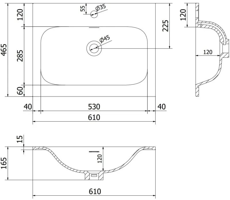 Mexen Rivel, kúpeľňová skrinka 60 cm s umývadlom Vela, 1 zásuvka, drážkovaná, biela matná, 91A20-06023-1-BF01-W23M01