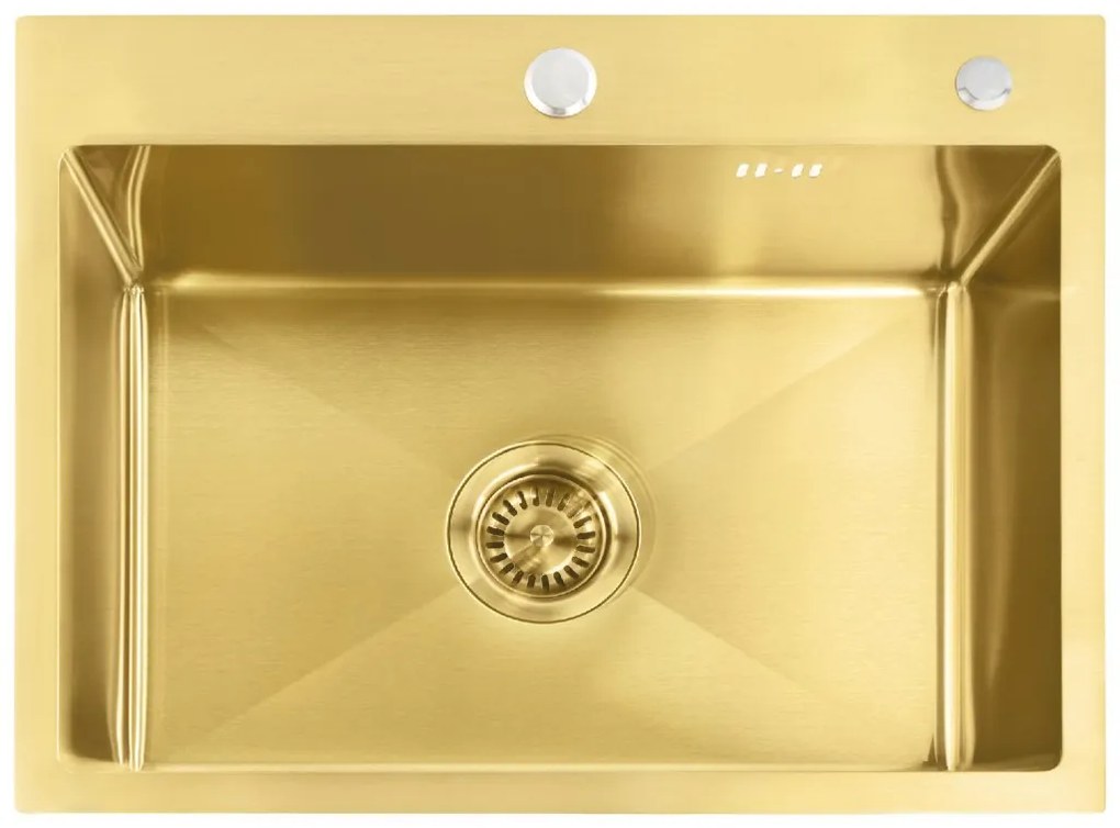 Rea Liam, oceľový kuchynský drez 530x450x200mm + sifón, zlatá matná, ZLE-06007