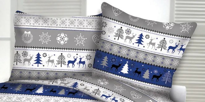 INTERMEDIC SK Obliečka na vankúšik Christmas Grey/Blue 40x40 cm