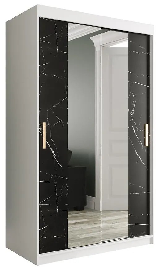 Skriňa Marmur T1 120 biely/mramor čierna