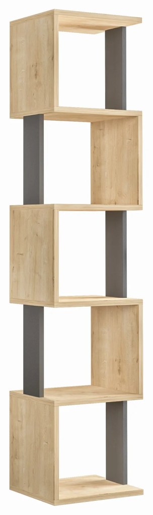 Knihovna Houseland Piri dub přírodní/antracit