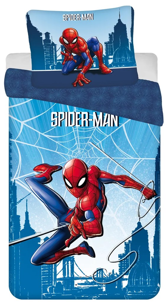 Jerry Fabrics Bavlnené obliečky 140x200 + 70x90 cm - Spider-man "Blue 04"